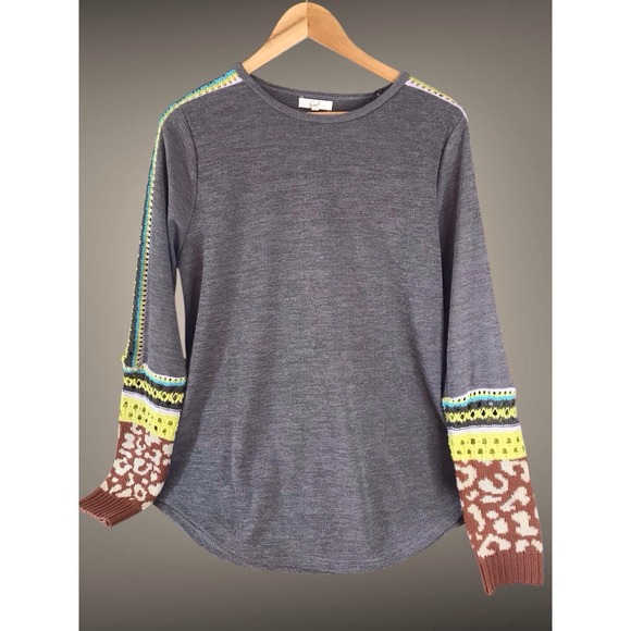 Easel Indiana Dunes Women's Crocheted Leopard Sz M Pullover Boho Sweater - Picture 4 of 7